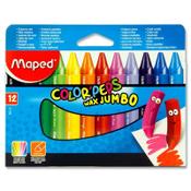 Maped Box 12 Color'Peps Wax Jumbo Crayons - Fun and Mess-Free Coloring for Kids
