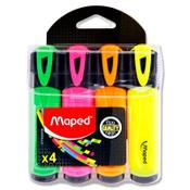 Maped Fluo'Peps Pack of 4 Highlighters - Assorted Colours - Essential for Organizing Notes image