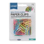 Concept 28mm Coloured Paper Clips Pack of 75 - Vibrant &amp; Practical image