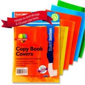 Student Solutions PVC Heavy Duty Copy Book Covers Assorted Solid Colours Pack of 5 - Durable Protection for Your Books