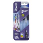 Pentel Arts Card 3 Aquash Water Brushes - Flatmed &amp; Fine Tips - Water Brushes for Painting and Detailing