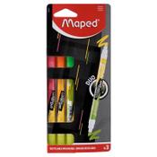 Maped Card 3 Fluo Duo Tip Highlighter Pens - Assorted - Dual-Tip Highlighters for Bright and Clear Marking image