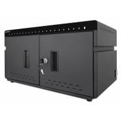 Manhattan Charging Cabinet/Cart via USB-C x20 Devices, Desktop, Power Delivery 18W per port (360W total), Suitable for iPads/other tablets/phones, Bays 264x22x235mm, Device charging cables not included, Silent Ventilation, Lockable (2 keys), EU &amp; UK power