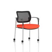 Brunswick Deluxe With Arms Chrome Frame With Castors Mesh Back Bespoke Colour Seat Tabasco Orange
