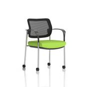 Brunswick Deluxe With Arms Chrome Frame With Castors Mesh Back Bespoke Colour Seat Myrrh Green