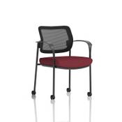 Brunswick Deluxe With Arms Black Frame With Castors Mesh Back Bespoke Colour Seat Ginseng Chilli image
