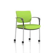 Brunswick Deluxe With Arms Chrome Frame With Castors Bespoke Colour Back And Seat Myrrh Green image