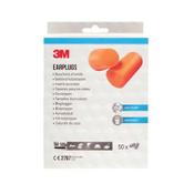 3M Disposable Earplugs 1100 Soft Foam Orange (Pack of 50) 1100-50 image