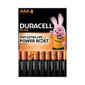 Duracell Plus AAA Battery Alkaline 100% Extra Life Power Boost (Pack of 8) 5009380+ image