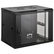 Intellinet 19" Network Cabinet - Wall Mount (Standard), 9U, 600mm Deep, Black, Assembled, Max 60kg, Suitable also for use on desk or floor, Usable Depth 500mm, Metal &amp; Glass Door, Back Panel, Removeable Sides, Parts for wall install (eg screws/rawl plugs)
