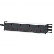Intellinet 10" 1U PDU 4-way UK, With Indicator, Rackmount, Power Distribution Unit, UK 3-pin outlets, 3m power cord, output image