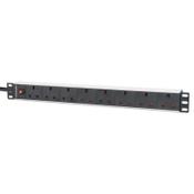 Intellinet 19" 1U PDU 7-way UK, Overload Protection, Rackmount, Power Distribution Unit, UK 3-pin outlets, 3m power cord, output image