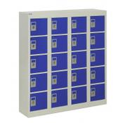 QMP Wall Mounted Personal Effects Locker 940h x 900w x 190d mm Blue doors 20 comp Camlock image
