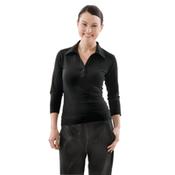 Chef Works Ladies Black V-Neck 3/4 Sleeve Jersey Waiting T-Shirt - Size L image