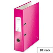 Leitz 180 Wow 80mm Metallic Pink A4 Lever Arch File Pack of 10 image