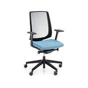 LightUp Modern Design Ergonomic Mesh Office Chair Sky Blue Fabric Seat image