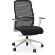 NV Ergonomic Posture Office Chair  - Contoured Breathable Mesh Back  - Adjustable Lumbar Support  - White Frame - Black Seat image