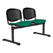 OI Series 2-Seater Bench With Black Mesh Back &amp; Fabric Upholstered Seat Aqua Green E050