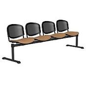 OI Series 4-Seater Bench With Black Mesh Back &amp; Vinyl Upholstered Seat Beige L080