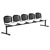 OI Series 5-Seater Bench With Black Mesh Back &amp; Vinyl Upholstered Seat White L022