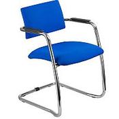 O.Q. Series Chrome Frame Blue Stackable Meeting Chair With Semi Open Back and Sled Base image