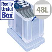 Plastic Storage Box 48 Litre Stackable Clear Really Useful image