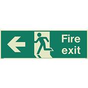 Photoluminescent Fire Exit Sign Fire Exit Arrow Left HxW 200X450mm image