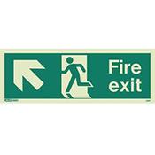Photoluminescent Fire Exit Sign Fire Exit Arrow Up Left HxW 200X450mm image