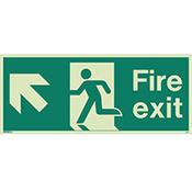Photoluminescent Fire Exit Single Sided For Large Buildings 250X600 Arrow Up Left Sign image