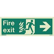 Photoluminescent NHS HTM 65 Fire Exit Sign arrow right HxW 150x400mm Ref: SY318215 image