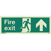 Photoluminescent Fire Exit Sign Fire Exit Arrow Up HxW 150X400mm image
