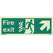 Photoluminescent NHS HTM 65 Fire Exit Sign arrow up right HxW 200x450mm image