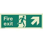 Photoluminescent Fire Exit Sign Fire Exit Arrow Up Right HxW 150X400mm image