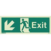 Photoluminescent Exit Sign Exit Arrow Down Left HxW 150X400mm image