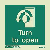 Photoluminescent Turn To Open Left Sign HxW 100x100mm image