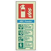 Photoluminescent Rigid Plastic Sign 200X80mm Fire Extinguisher Area Sabc Powder