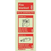 Photoluminescent Rigid Plastic Sign 200X80mm Fire Blanket