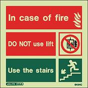 Photoluminescent Lift Prohibited Signs - In Case Of Fire image