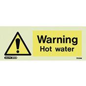 Photoluminescent Rigid Plastic Sign 200X80mm Single Sided Water Management Warning Hot Water image