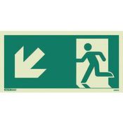 Photoluminescent Safety Way Guidance Sign Arrow Down Left HxW 100x200mm image