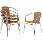 Bolero Aluminium and Natural Wicker Chair (Pack of 4) image