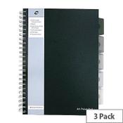 Pukka Pad Black A4 Project Book, 250 Pages (Pack of 3, Ref SBPROBA4) - Ideal for Organising Projects and Notes image