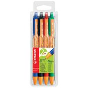 Stabilo Green Retractable Ballpoint Pen - Pointball, Pack of 4 6030/4 - Sustainable Design image