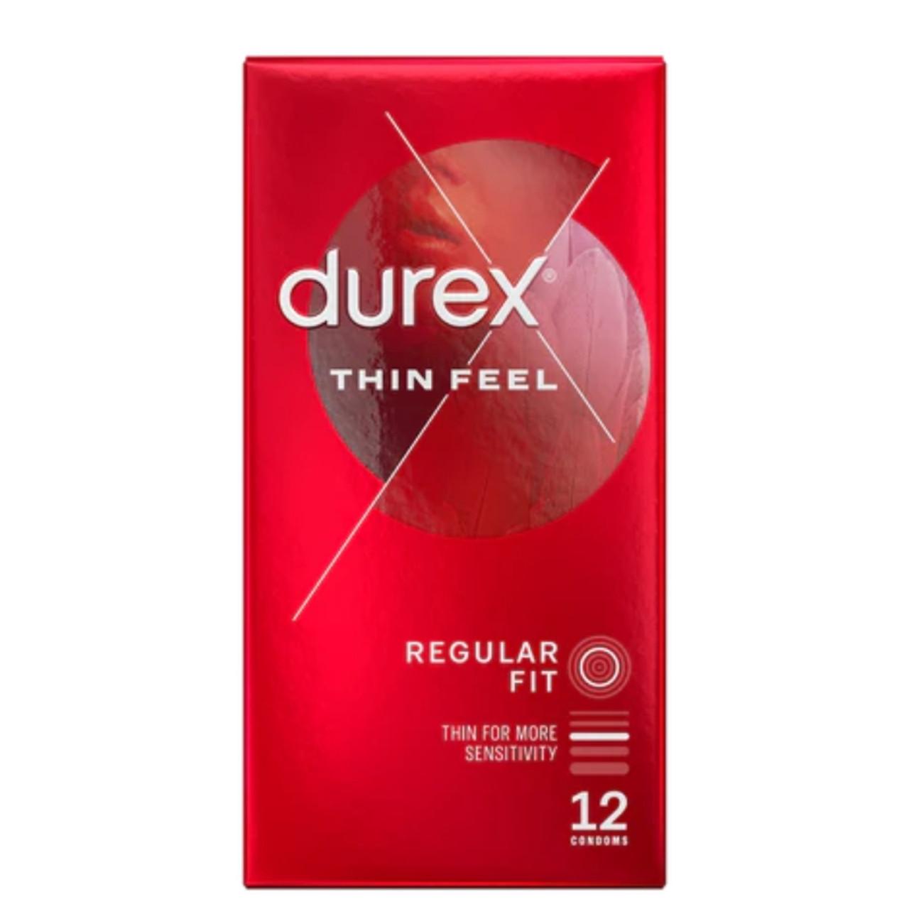 Durex Thin Feel Condoms 12 Pack, Lubricated, Easy-On