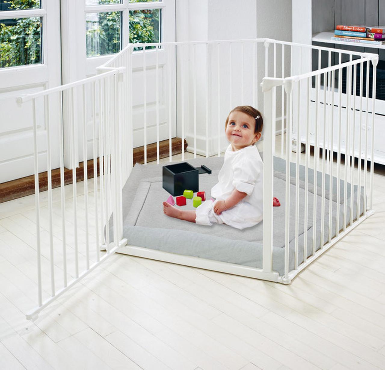 BabyDan Playpen White with Grey Playmat and Gate