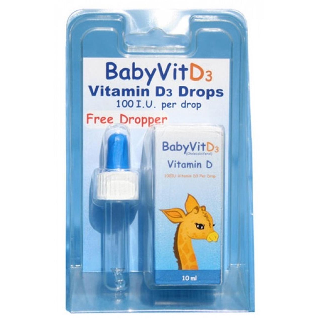 Baby Vit D3 Drops with Dropper for Healthy Bones, 6 months supply