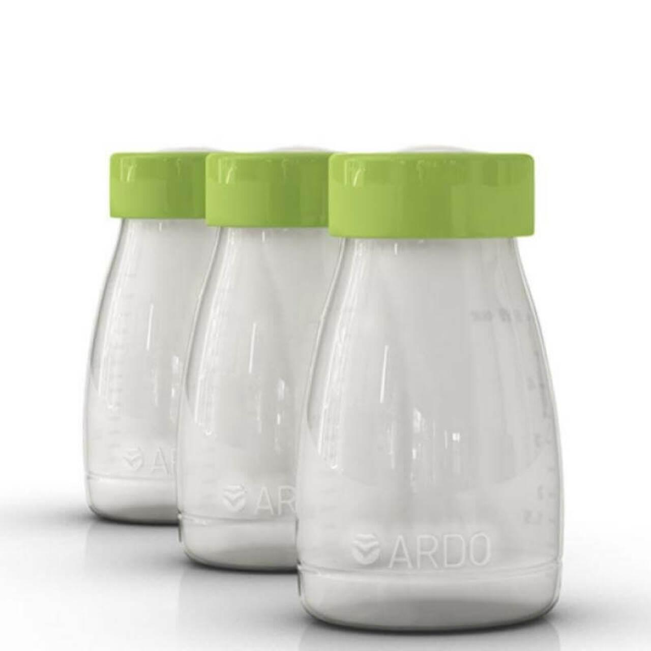 ARDO Bottle Set BPA-Free 150ml Capacity with Green Lids, Clear Bottles, ARDO Logo