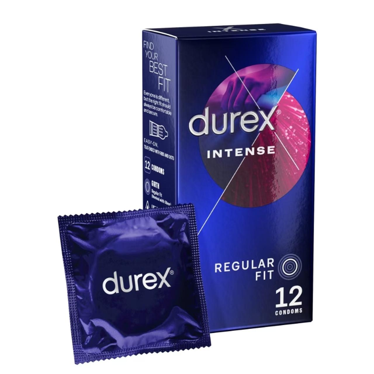 Durex Intense Condoms 12 Pack Ribbed Dotted Stimulating
