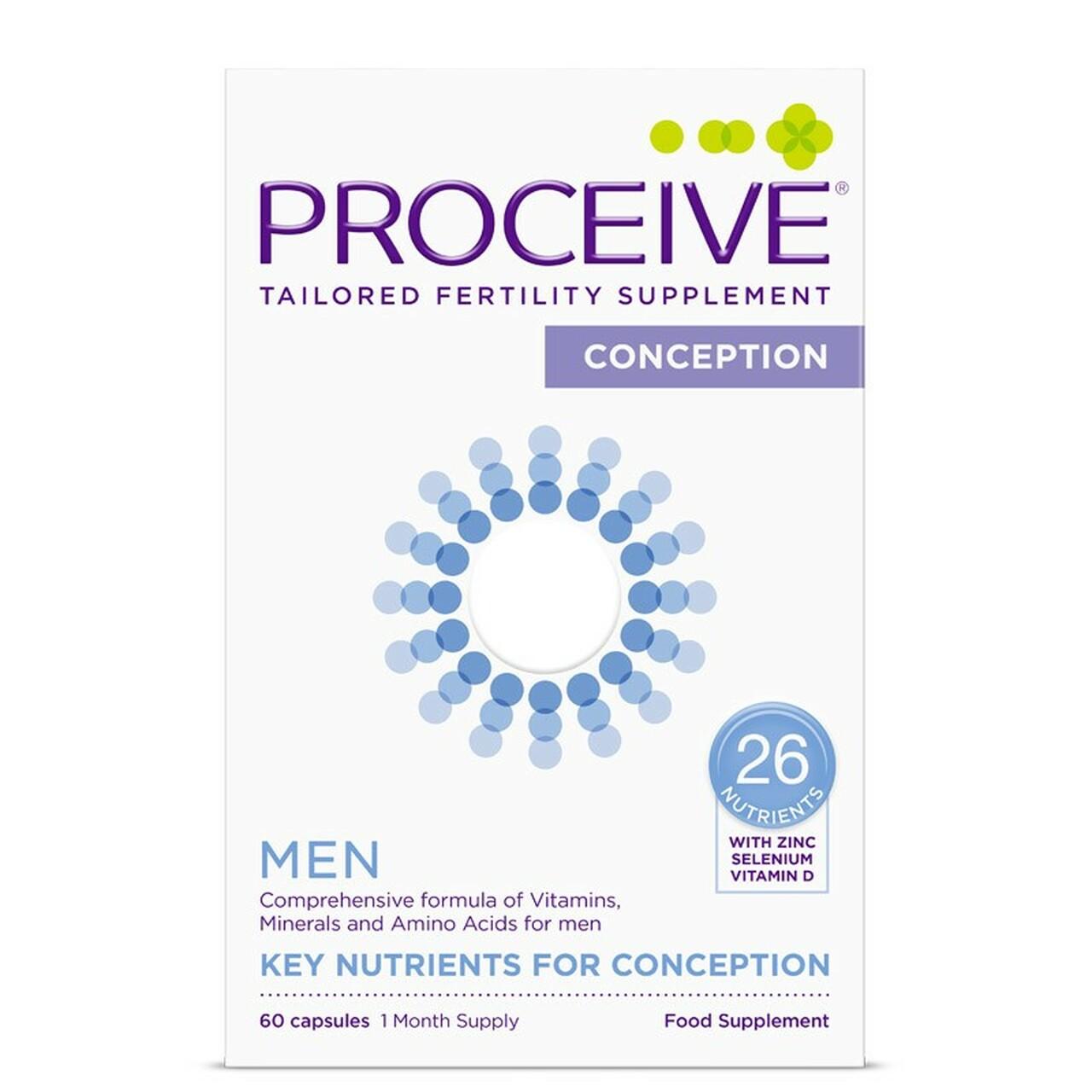 Proceive Men Conception Fertility Supplement 60 Capsules with 26 Nutrients, Zinc, Selenium, Vitamin D