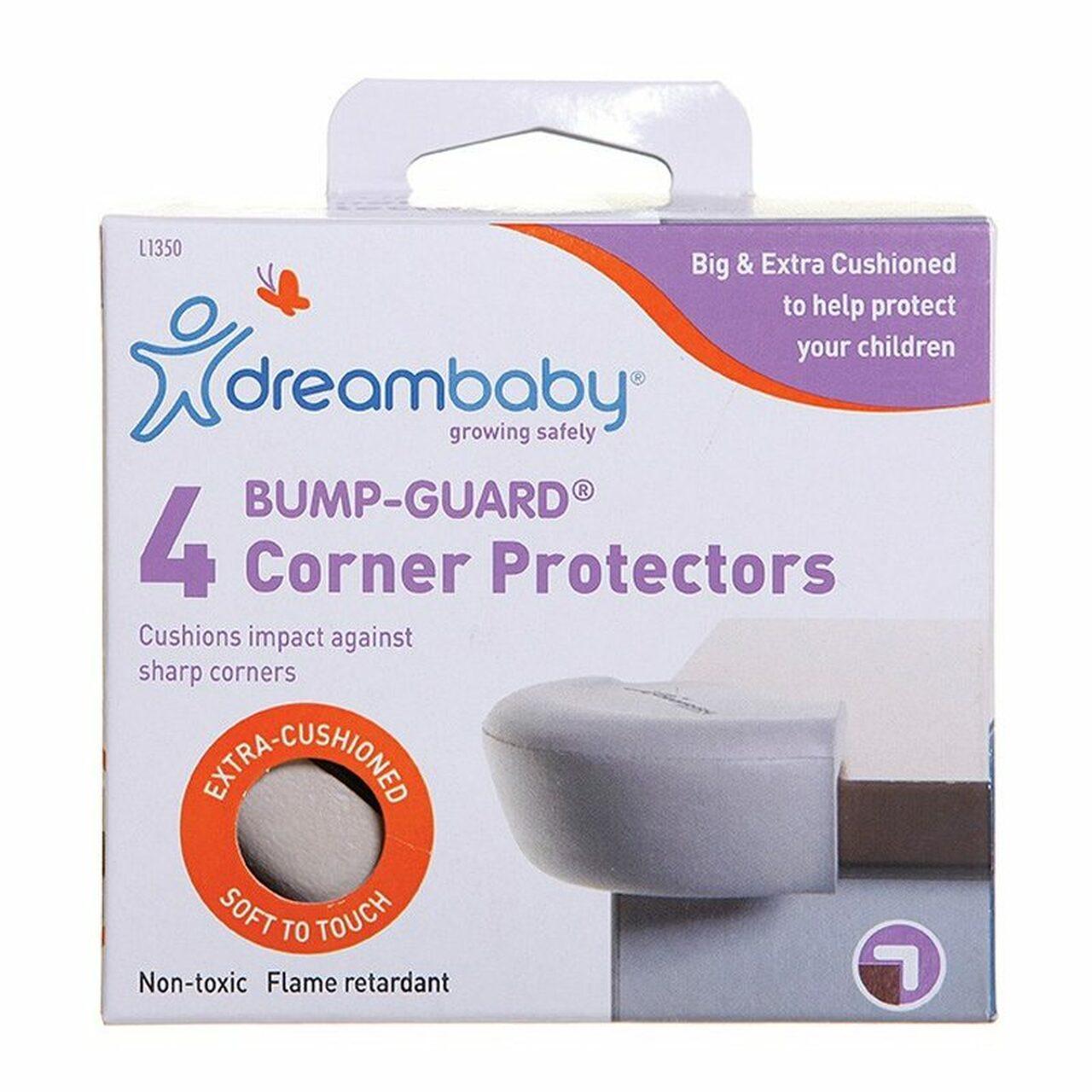 Dreambaby Bump-Guard Corner Protectors 4 Pk - Grey, Extra Cushioned, Soft to Touch, Non-toxic, Flame retardant
